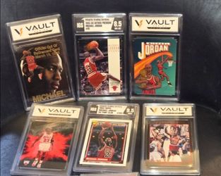 Micahel Jordan Slab LOT Of 6 Cards Chicago Bulls IGS Integrity Grading Service, and VAULT Promo Cards! You can NOT go wrong with Jordan SLAB cards, an