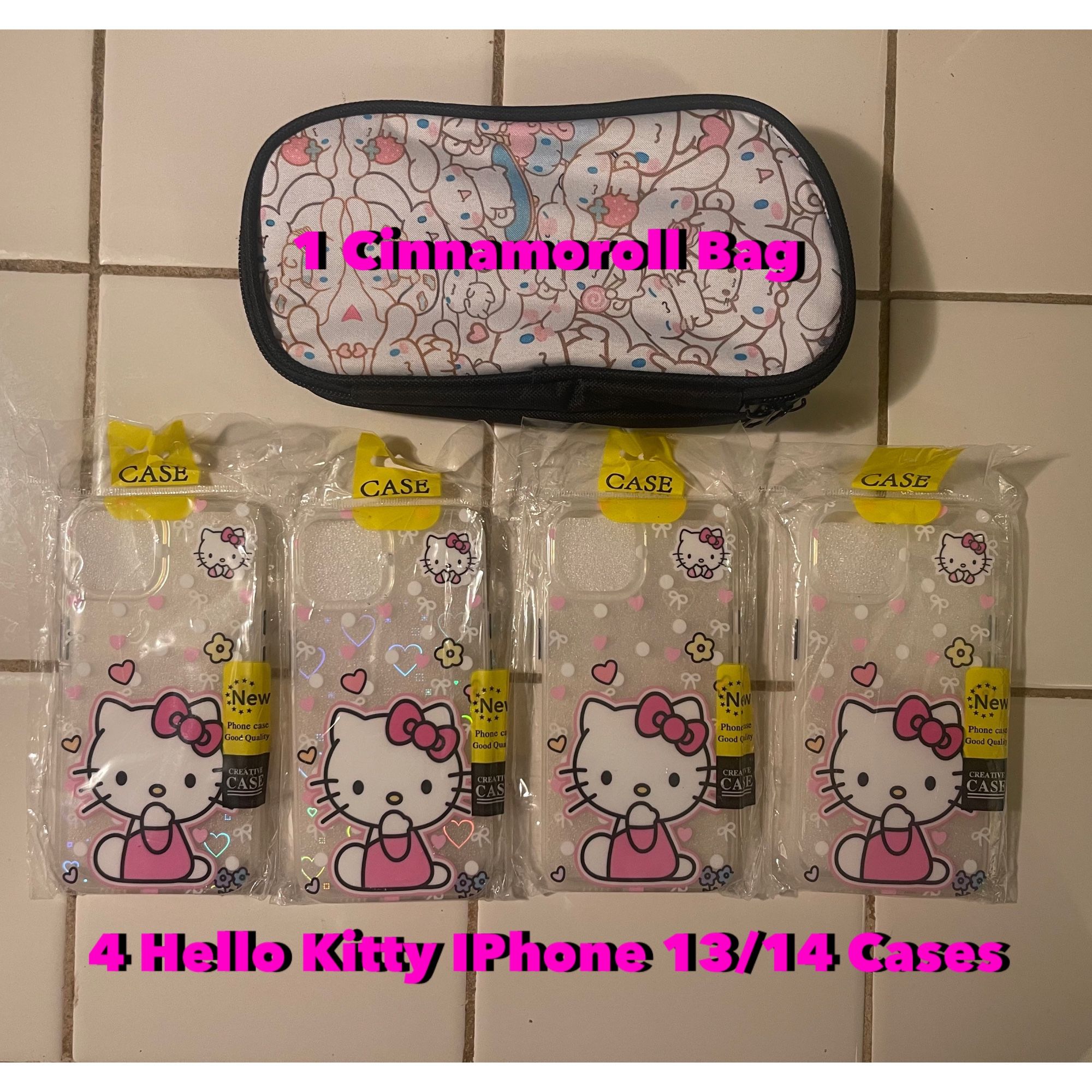 (4) Hello Kitty iPhone Cases (1) Cinnamoroll Bag