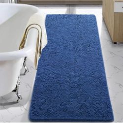 LOCHAS Luxury Bathroom Rug Shaggy Bath Mat 24 x 60 Inch, Washable Non Slip Bath Rugs for Bathroom Shower, Soft Plush Chenille Absorbent Carpets Mats, 
