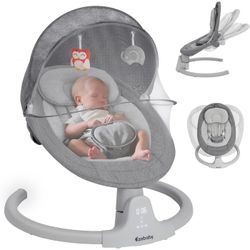 Ezebaby Baby Swings for Infants, Portable Baby Swing for Newborn, with Remote Control, 5 Swing Amplitudes, 3 Seat Positions, 5 Point Harness Belt