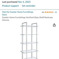 Chrome Hartford Glass Shelf Bookcase