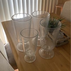 Set Of 4 Large Glass Decor Vases Decoration Perfect For Holiday Decorating 