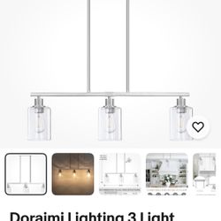 Doraimi New Brushed Nickel 3 Light Hanging Light Fixture