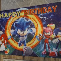 Sonic The Hedgehog Happy Birthday Banner 3ft X 61 Inches 