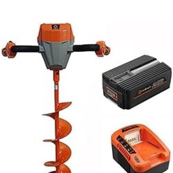 40V Ice Auger Modern Alternative to Hand Auger Ice Fishing Auger with Stainless Steel Blades Cordless Drill Ice Auger E808CKIT with 4AH Battery and 5A