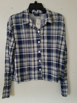 Plaid Blue Shirt Size L New