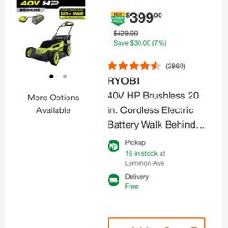 Ryobi 40v Self propelled Lawnmower Kit