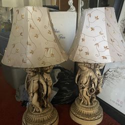 Two Matching Vintage Lamps Heavy 