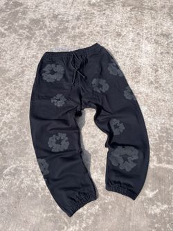 Black Monochrome Denim Tear Pants