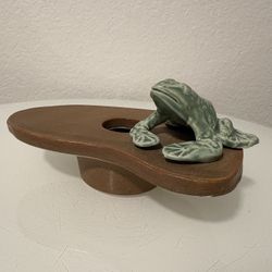 Frog Ceramic Vase with Metal Pin Flower Frog Insert