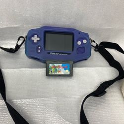 Nintendo Game Boy Advance LOT purple Console Case & Game Works! NO BATTERY COVER