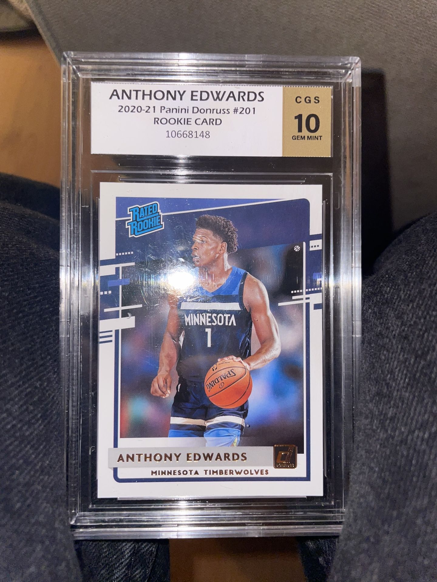 Graded 2020-21 Panini Donruss ANTHONY EDWARDS #201 Rated Rookie RC Card CGS GEM MINT 10
