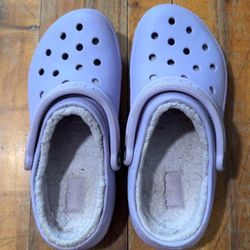 Purple Fuzzy Crocs