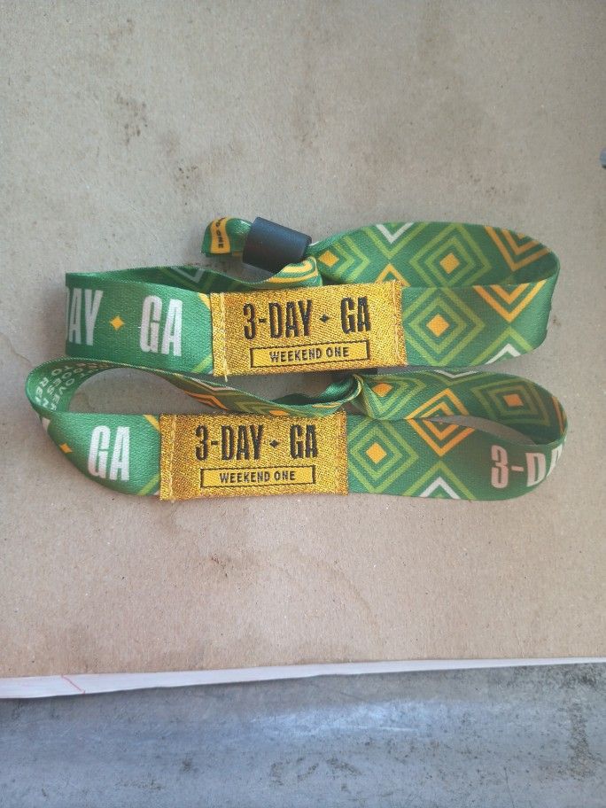 2 ACL Wristbands Weekend 1 GA