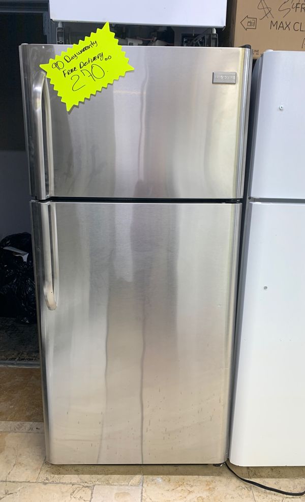 Frigidaire stainless steel top and bottom refrigerator/90 day warranty