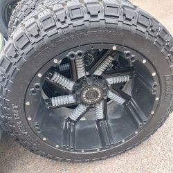 22" Black Off Road Rims And Tires  OBO