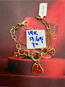 14K Solid Gold Bracelet For Wedding 13.6Gr 7 Inches Long
