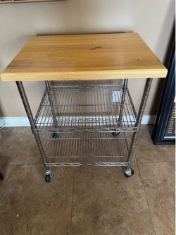 Rolling Kitchen Cart w/ wire shelves