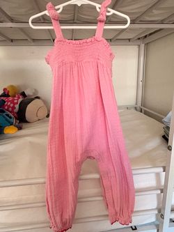 Pink Girls Smocked Romper Jumpsuit