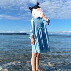 Blue gauze Dress For Summer 