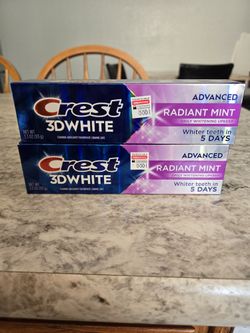 2 Crest 3D White Advanced Radiant Mint Toothpaste 3.3 oz ea 

TAKE BOTH FOR $5. 