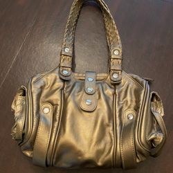 Gold Leather Sachel Purse