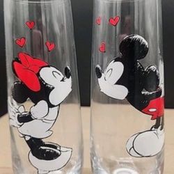 Mickey and Minnie Kiss Hearts Stemless Fluted Glassware Exclusive | Set of 2