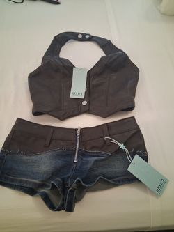 Leather short shorts outfit (revice brand)