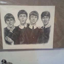 Very Rare And Vintage Original Drawing Of The Beatles