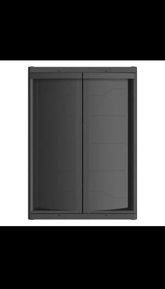 Hyper Tough Plastic Garage Cabinet 2 Shelf 18.5Dx25.47Wx35.43"H, Model HT-2SHLF-