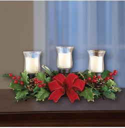 Candle Holder Centerpiece Holiday Christmas Tabletop Decor