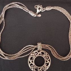 Sterling Silver Necklace with Circle Pendant 