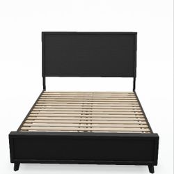 Mint Condition Queen Black Midnight Bed Frame W/ Matching  Framed Mirror