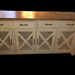 Farmhouse Sideboard Buffet with Glass Doors or entertainment center