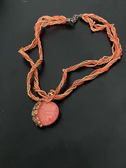 Orange Peacock Necklace