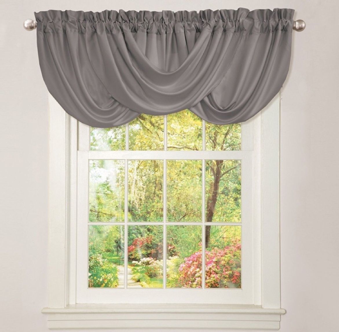 Lush Decor Lucia Valance Curtain, 42"x18" Gray