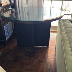 Dark Walnut Laminate Conference/Dining Table With Glass Top