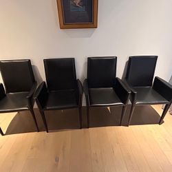 Set Of 4 Design Within Reach Bottega Italian Leather Armchairs FRAG