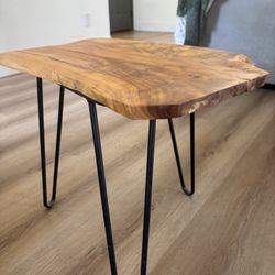 Pair Of Raw Wood Side Tables 