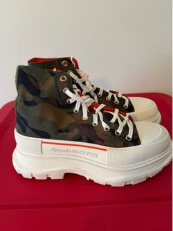 Alexander McQueen Tread Slick High-Top Sneakers – Camouflage Canvas – Men’s Size 44