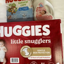 Baby Bundle, Huggies Size 1, Detergent And Wipes