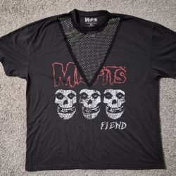 Misfits Rhinestone Mesh Top Sz XXL 
