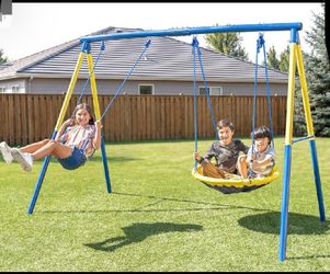 Push It! Sportspower My 1st 6.17’ Belt Swing & 32” Saucer Outdoor Playset For Backyard-OBO