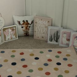 Decorative Frames For “Baby Girl “Room/ Including Carpet
