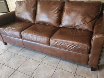 Brown leather sofa Pottery barn Turner