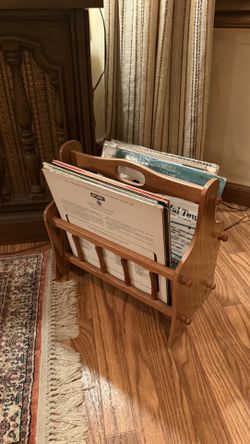 Vintage Wood Record/ Magazine Rack Organizer
