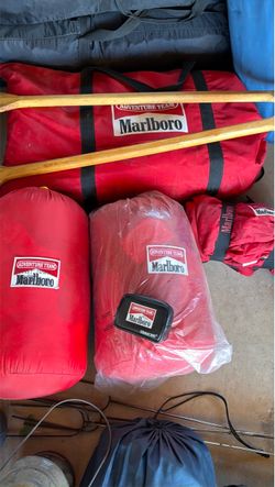 🏕️ VINTAGE MARLBORO ADVENTURE TEAM CAMPING & KAYAK SET — $225 OBO