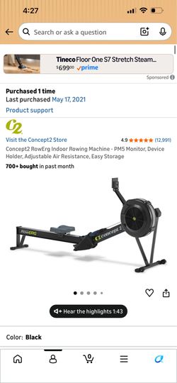 Concept2 RowErg Indoor Rowing Machine - PM5 Monitor, Device Holder, Adjustable Air Resistance, Easy Storage