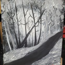 12X16 ACRYLIC PAINTING "ENCHANTED FOREST "