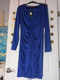 New Fashion Nova Blue Ruched Bodycon Dress